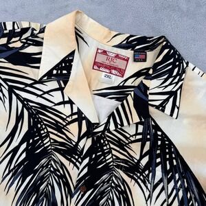 RJC Mens Hawaiian Shirt Scenic Tropical Palm Tree Island Sunset Beach Size 2XL